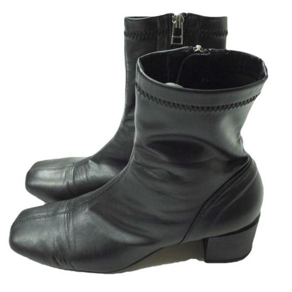 Ray BEAMS レイビームス 日本製 ストレッチブーツ 23.5cm ブラック ショート ヒール サイドジップ フェイクレザー シューズ g10762 |  | 01