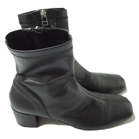 Ray BEAMS レイビームス 日本製 ストレッチブーツ 23.5cm ブラック ショート ヒール サイドジップ フェイクレザー シューズ g10762 |  | 02