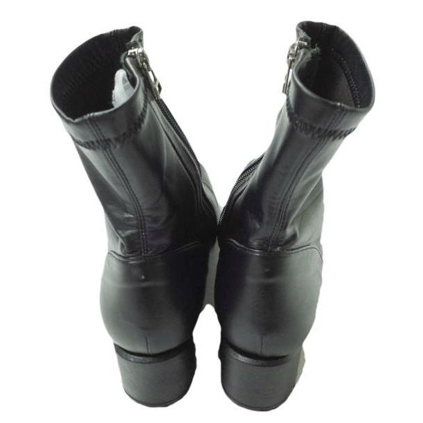 Ray BEAMS レイビームス 日本製 ストレッチブーツ 23.5cm ブラック ショート ヒール サイドジップ フェイクレザー シューズ g10762 |  | 03