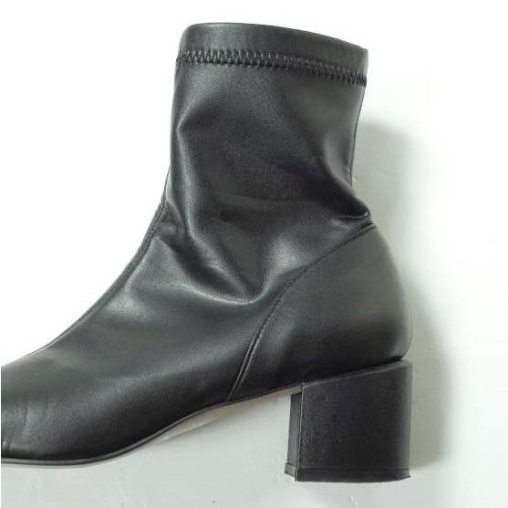 Ray BEAMS レイビームス 日本製 ストレッチブーツ 23.5cm ブラック ショート ヒール サイドジップ フェイクレザー シューズ g10762 |  | 05