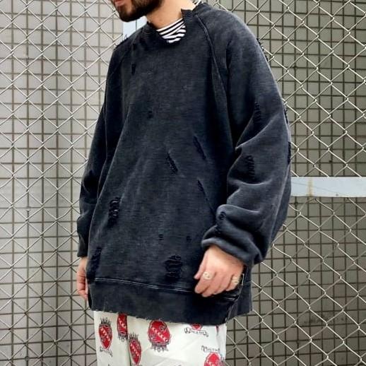 SSZ エスエスズィー 23SS BORO CREW ボロクルーネックスウェット SSZ エスエスズィー 23SS BORO CREW ボロクルーネックスウェット