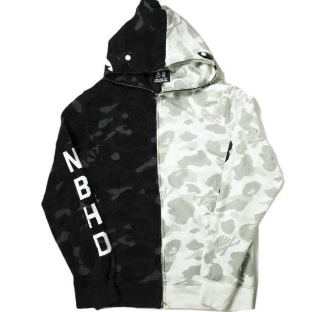 A BATHING APE x NEIGHBORHOOD ア ベイシング エイプ ネイバーフッド 18AW NHBP . CAMO SHARK ZIP HOODED カモシャーク ジップパーカー 2XL | 