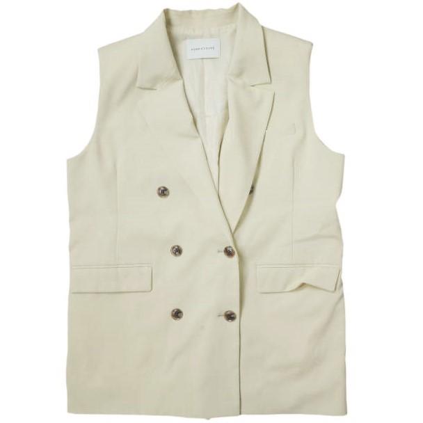 ADAM ET ROPE アダムエロペ 22SS ルーズフィットジレ GAV02010 Free ベージュ ジレ ベスト スリーブレスジャケット ダブル トップス g11073 | 
