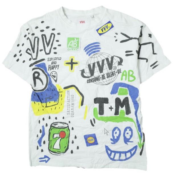 Veni Vedi Vici ヴェニ ヴェディ ヴィチ 20SS GLOBO HAND ハンドペイントTシャツ 23-04-1290-739 S WHITE 半袖 トップス g11084 | 