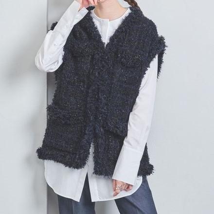 UNITED ARROWS ユナイテッドアローズ 22AW ミックスチェック ツイードニットベスト 1518-183-0314 Free NAVY ジレ トップス g11122 |  | 07