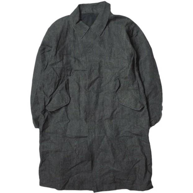 KUON クオン 20SS 日本製 麻・墨染チェック シングルコート 2001-CO01 