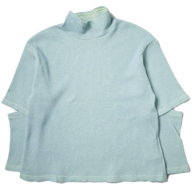 Ray BEAMS レイビームス 23SS 日本製 エルボーオープン ハイネックトップス 61-14-0087-101 BLUE ワッフル サーマル カットソー g11152 | 