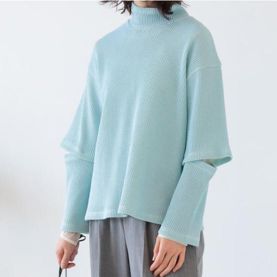 Ray BEAMS レイビームス 23SS 日本製 エルボーオープン ハイネックトップス 61-14-0087-101 BLUE ワッフル サーマル カットソー g11152 |  | 07