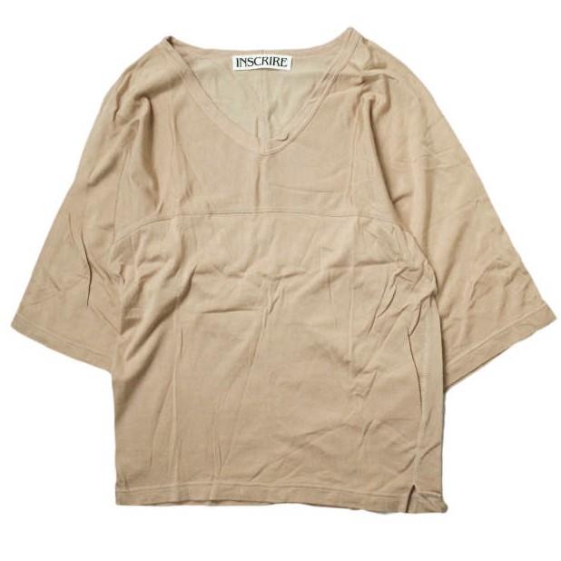 INSCRIRE アンスクリア 21SS 日本製 アメリカンフットボールTシャツ I21SS-CUT11 Free ベージュ Vネック カットソー トップス g11153 | 