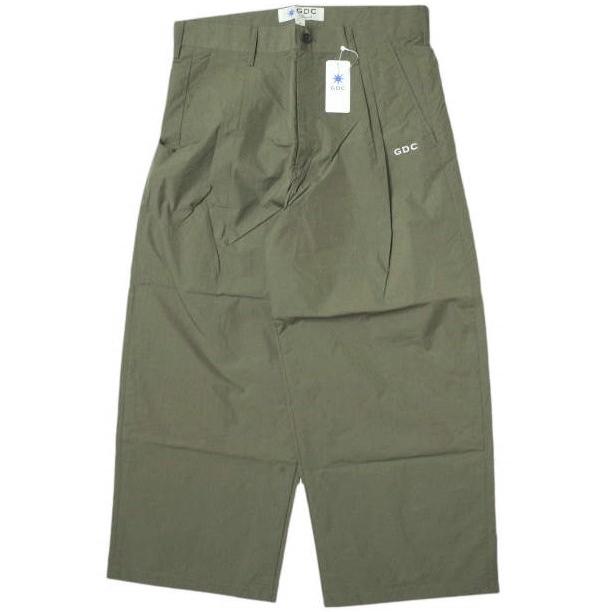 新品 GDC ジーディーシー 日本製 NYLON WIDE SLACKS ナイロンワイドスラックス M37016 M KHAKI 2タック パンツ ボトムス g11183 | 