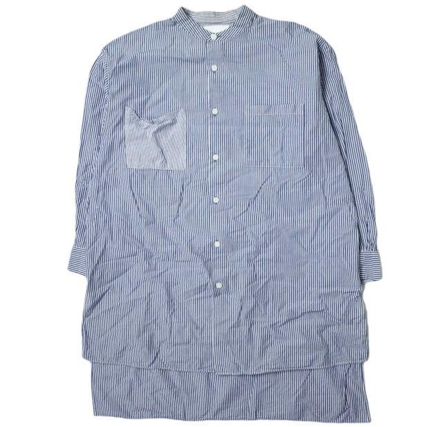 sawa takai サワタカイ 日本製 バンドカラーストライプロングシャツ FW15-3017 XS Blue Stripe 長袖 コットン トップス g11232 | 