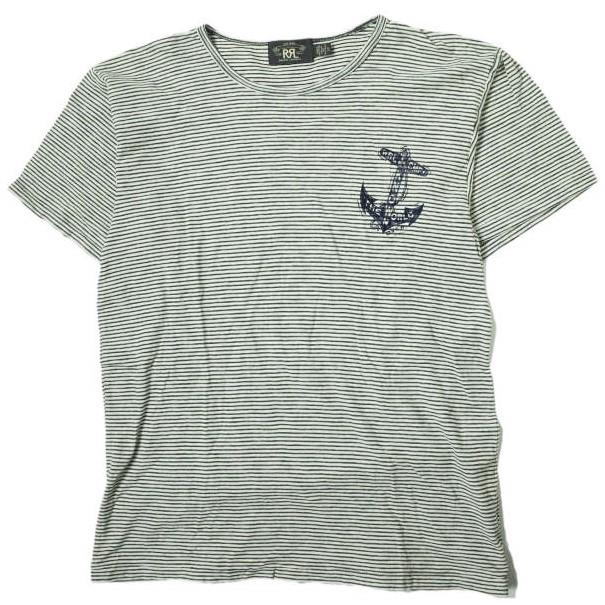RRL ダブルアールエル INDIGO STRIPE T-SHIRTS アンカープリント インディゴボーダーTシャツ XL ネイビー Double  RL クルーネック g11235 :g11235:LOOPヤフーショッピング店 - 通販 - Yahoo!ショッピング