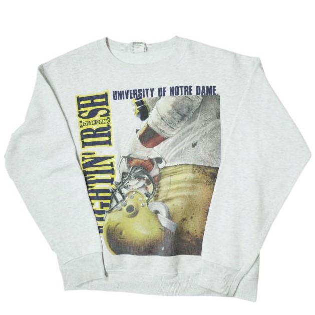 NUTMEG MILLS ナツメグミルズ アメリカ製 90s カレッジスウェット NOTRE DAME FIGHTING' IRISH M Grey ノートルダム大学 アメフト g11290 | 