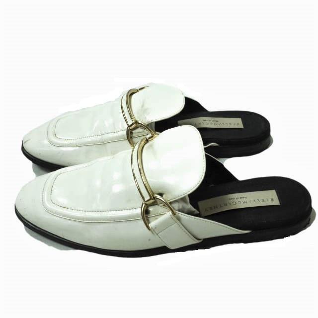 Stella McCartney ステラマッカートニー パテントレザー ビットローファーミュール 36(22.5-23cm) ホワイト エナメル サンダル g11367 |  | 01
