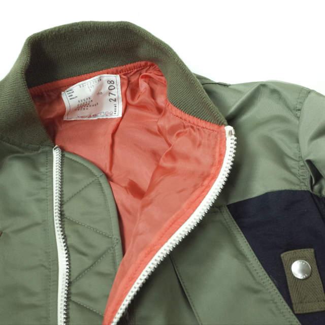 sacai サカイ 22SS Nylon Twill Mix Blouson ナイロンツイルミックスブルゾン 22-02708M 2 OLIVE  MA-1 フライトジャケット g11397