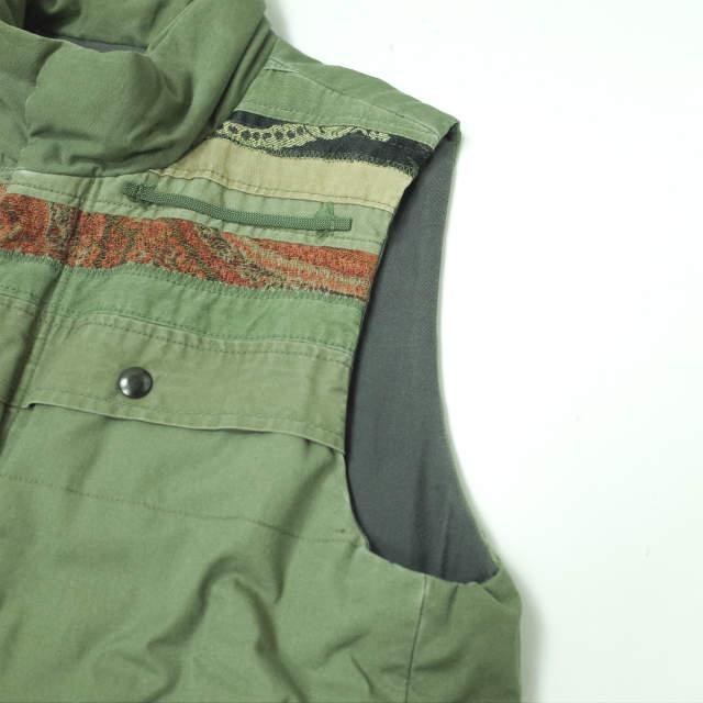 MADE by HEALTH メイドバイヘルス MERROW VEST 民族刺繍 リメイクミリタリー中綿ベスト M オリーブ メローベスト ARMY 解体 再構築 g11532 |  | 04