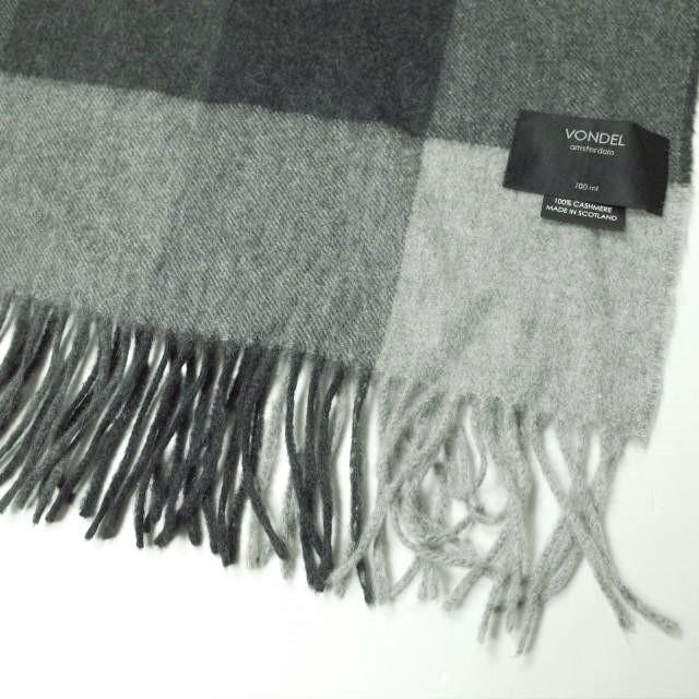 VONDEL フォンデル スコットランド製 カシミヤチェック大判マフラー グレー フリンジ ショール g11649 |  | 03