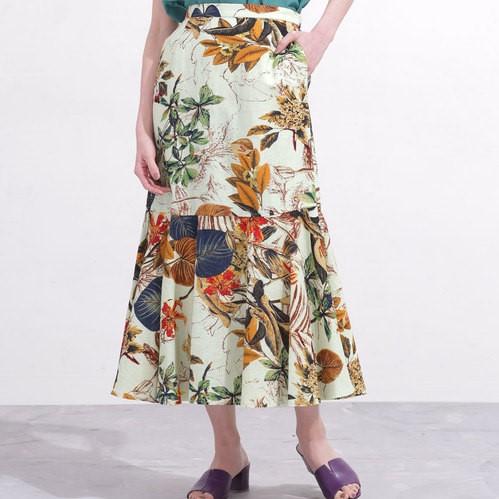 CARICATURE x nano universe カリカチュール ナノユニバース 別注 コットンリネン ボタニカルプリントペプラムスカート S ベージュ g11804 |  | 07