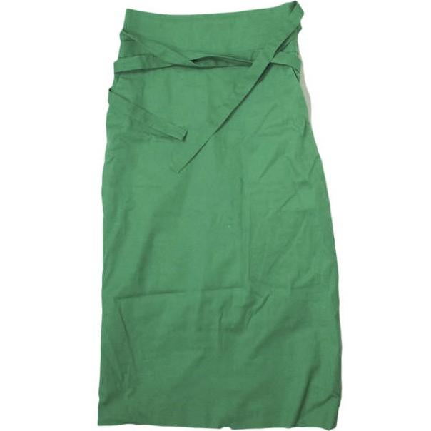 SACRA サクラ 日本製 コットンリネンストレッチ ウエストリボン付き 膝下丈 タイトスカート 118120121 38 グリーン ボトムス g11806 | 