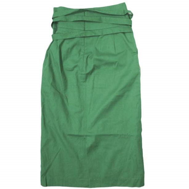 SACRA サクラ 日本製 コットンリネンストレッチ ウエストリボン付き 膝下丈 タイトスカート 118120121 38 グリーン ボトムス g11806 |  | 01