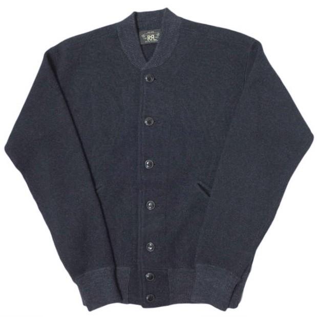 RRL ダブルアールエル BASEBALL JACKET ベースボールジャケット 782704932001 S NAVY Double RL ニット スタジャン カーディガン g11820 | 
