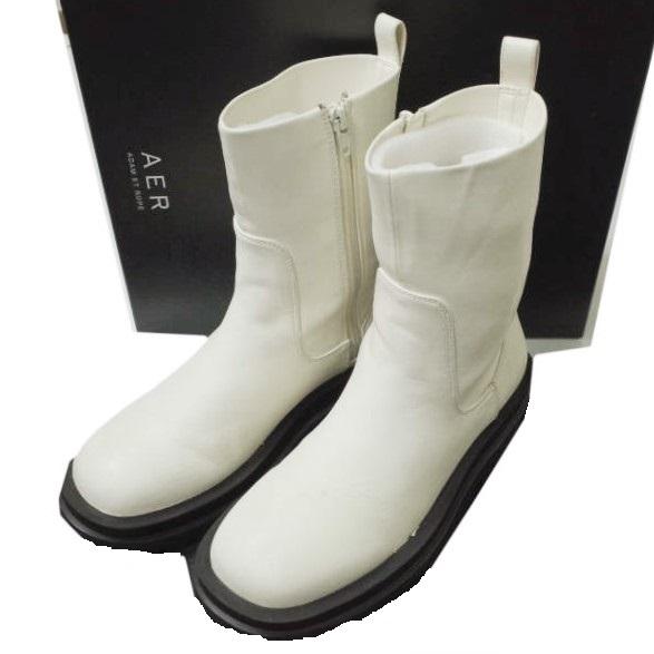 ADAM ET ROPE アダムエロペ 21AW トラックソールストレッチブーツ GAA51550 38(24cm) ホワイト サイドジップ シューズ g12065 | 