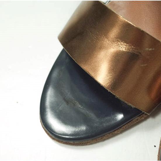 FABIO RUSCONI ファビオルスコーニ イタリア製 MAR427 チャンキーヒールレザーストラップサンダル 37(23.5cm) NAVY シューズ g12077 |  | 05