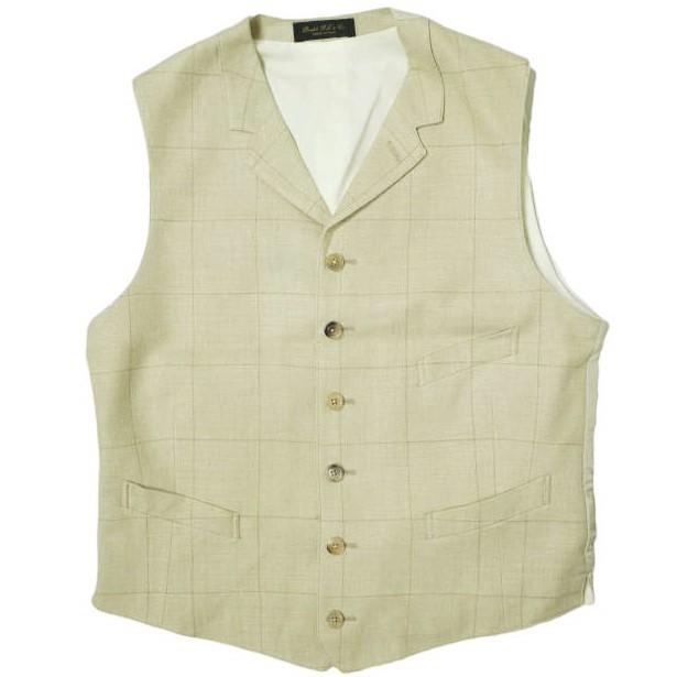 RRL ダブルアールエル SILK×LINEN WINDOWPANE BRYANT SUITS - MADE IN ITALY ウィンドウペン 3ピーススーツ ベージュ Double RL g12081 |  | 03