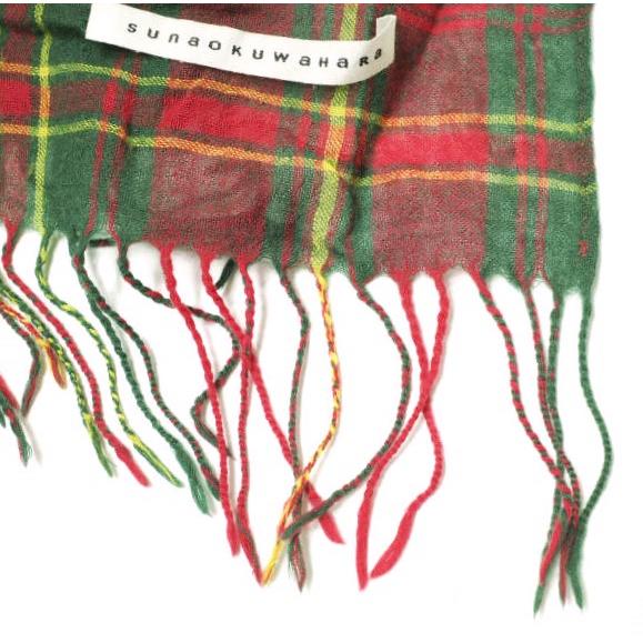sunaokuwahara スナオクワハラ タータンチェックフリンジストール レッド マフラー g12120 |  | 03