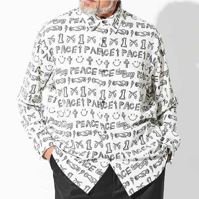 roarguns ロアーガンズ 23SS GRAFFITI PRINT SHIRT グラフィックプリントシャツ 23SGS-03 2 WHITE roar ロアー HANDDRAWN 落書き g12320｜looponline｜08