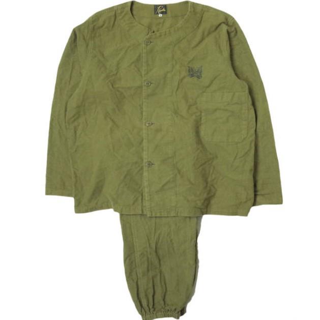 Needles ニードルス 22AW Pajama Set - Cotton Flannel コットンフランネル パジャマセット LQ209 M OLIVE セットアップ 上下 g12346 | 