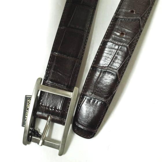 新品 AMBOISE アンボワーズ フランス製 クロコ型押しレザーベルト 6160/1115 NS 85/34 ブラウン バックル g12398 |  | 02