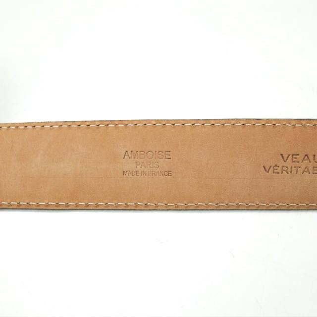 新品 AMBOISE アンボワーズ フランス製 クロコ型押しレザーベルト 6160/1115 NS 85/34 ブラウン バックル g12398 |  | 07