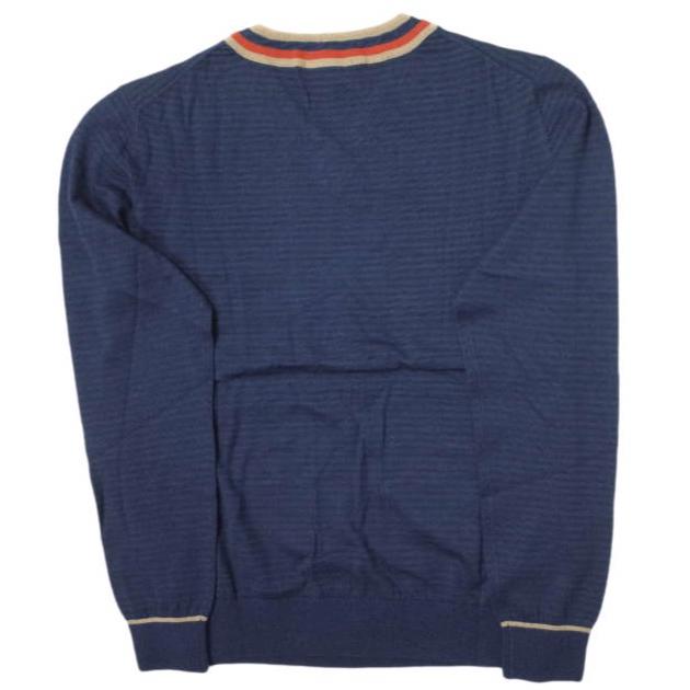 新品 soe ソーイ COSTUME コットンウール Vネックラインニット MW-08002 L ネイビー セーター プルオーバー ボーダー トップス g12405 |  | 01