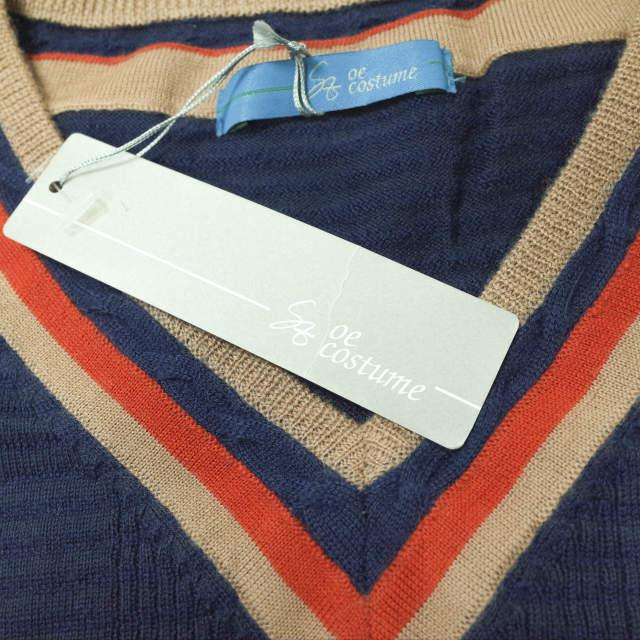 新品 soe ソーイ COSTUME コットンウール Vネックラインニット MW-08002 L ネイビー セーター プルオーバー ボーダー トップス g12405 |  | 02