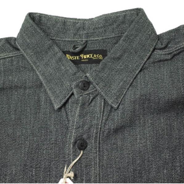 新品 WASTE TWICE ウェストトゥワイス 日本製 BLACK CHAMBRAY SHIRTS 