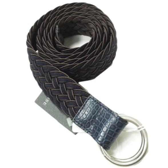 新品 AMBOISE アンボワーズ フランス製 ウールメッシュツートーンリングベルト 31349/2431NS 95 NAVY/ALLIGATOR g12447 | 