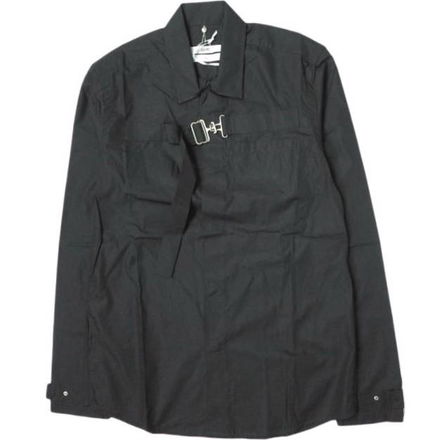 OAMC オーエーエムシー Strapped Shirt バックルフロント コットンポプリンシャツ I024455 XS ブラック 長袖 ストラップ トップス g12487 | 