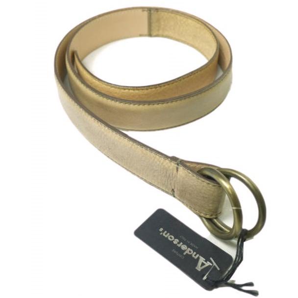 新品 Anderson's アンダーソンズ イタリア製 エイジング加工 レザーリングベルト A/2719 85 ベージュ g12508 | 