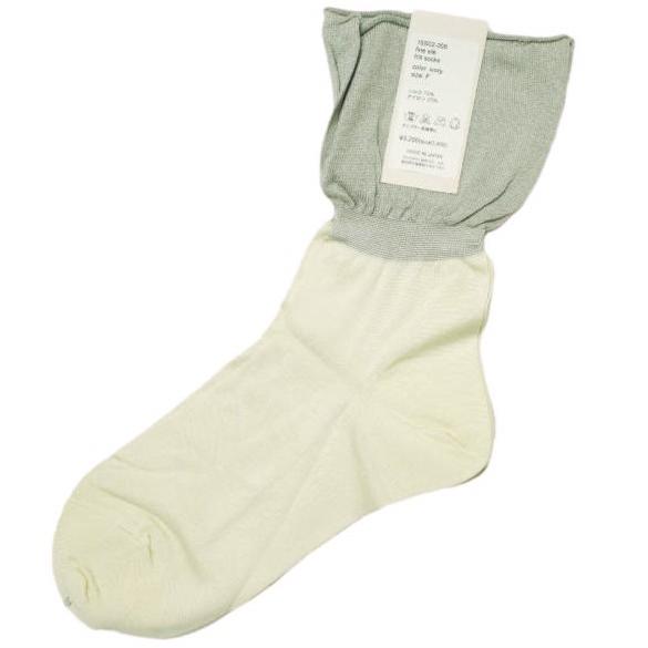 新品 babaco ババコ 日本製 fine silk frill socks ファインシルクフリルソックス 16S02-006 IVORY バイカラー 靴下 レディース g12514 | 