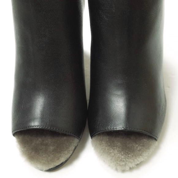 新品 FABIO RUSCONI ファビオルスコーニ オープントゥバックジップショートブーツ I-1127 35(22-22.5cm) ブラック ボア ヒール g12590 |  | 04