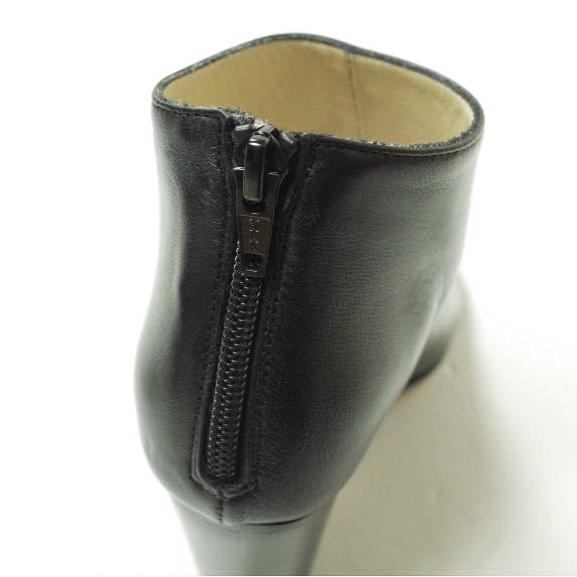 新品 FABIO RUSCONI ファビオルスコーニ オープントゥバックジップショートブーツ I-1127 35(22-22.5cm) ブラック ボア ヒール g12590 |  | 06