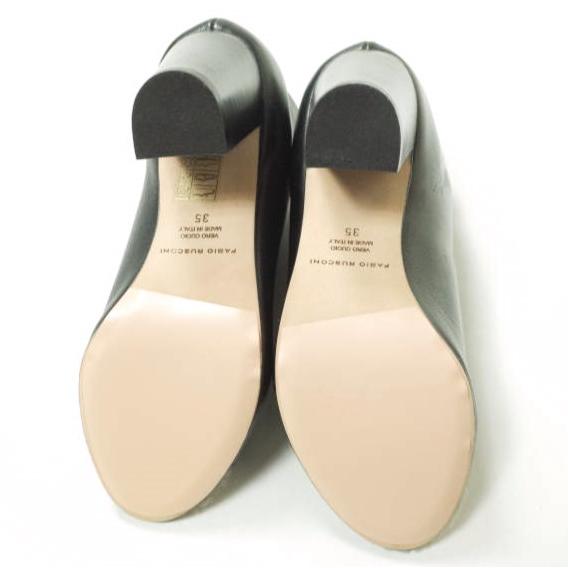 新品 FABIO RUSCONI ファビオルスコーニ オープントゥバックジップショートブーツ I-1127 35(22-22.5cm) ブラック ボア ヒール g12590 |  | 07