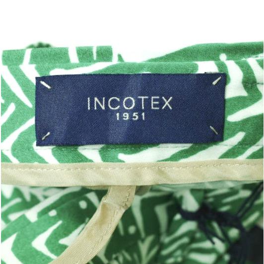 新品 INCOTEX インコテックス HIGH COMFORT コットンストレッチ プリントサブリナパンツ J73005 38 Green トラウザーズ 定価33,000円 |  | 03