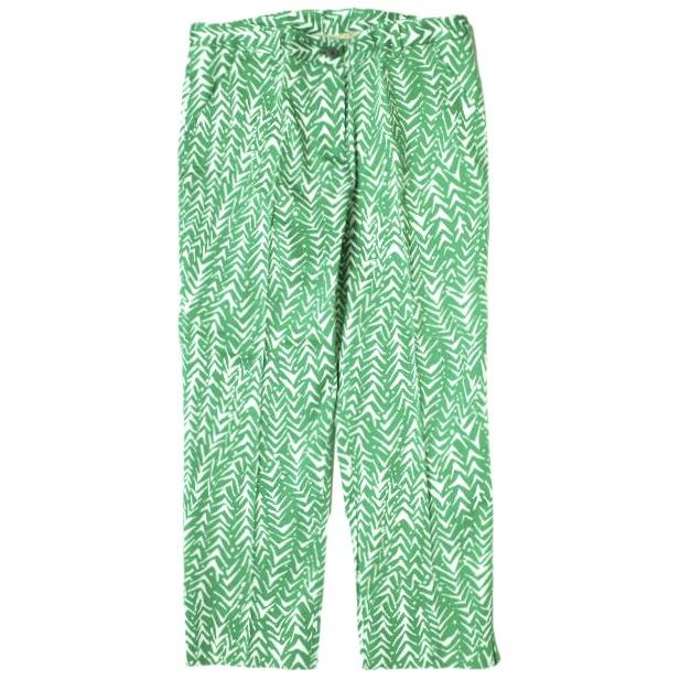 新品 INCOTEX インコテックス HIGH COMFORT コットンストレッチ プリントサブリナパンツ J73005 36 Green トラウザーズ 定価33,000円 | 