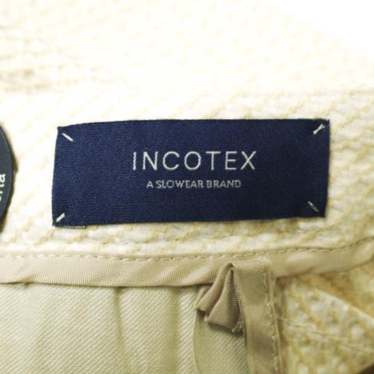 新品 INCOTEX インコテックス 日本製 HIGH COMFORT コットンストレッチ ワッフルチェックサブリナパンツ J77005 36 Beige 定価30,800円 |  | 03
