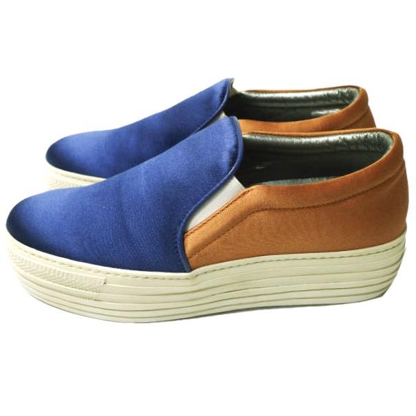 新品 Joshua Sanders ジョシュアサンダース SATIN SLIP-ON バイカラーサテンスリッポン 10018 37(23.5-24cm) BLUE/ORANGE スニーカー |  | 01