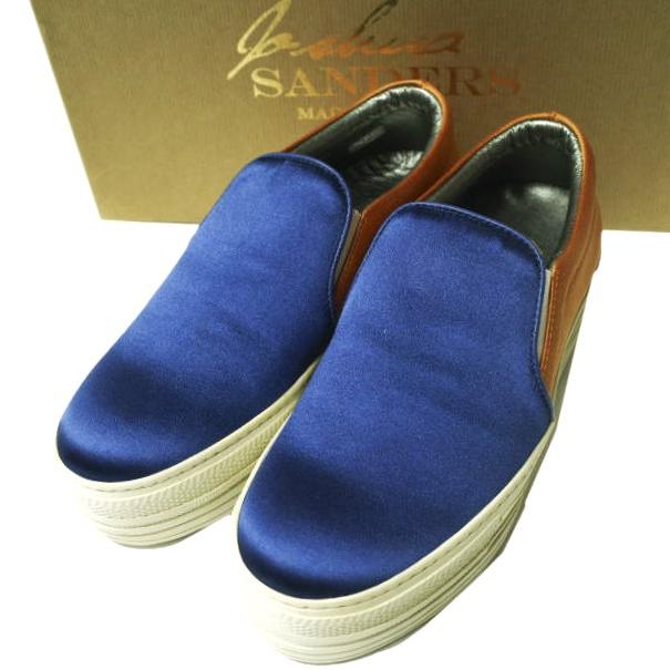 新品 Joshua Sanders ジョシュアサンダース SATIN SLIP-ON バイカラーサテンスリッポン 10018 38(24-24.5cm) BLUE/ORANGE スニーカー | 