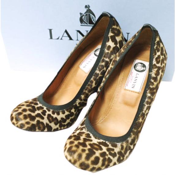 新品 LANVIN ランバン レオパードハラコウェッジソールパンプス WEDGE BALLERINE 360-49725-391 351/2(22cm) 定価93,450円 バレエシューズ | 