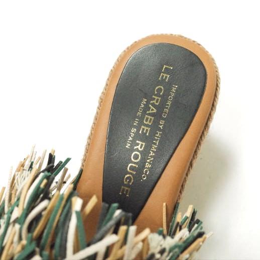 新品 LE CRABE ROUGE ルクラベルージュ スペイン製 COLUMBIA 異素材フリンジ ウエッジソールサンダル 35(22.5cm) BLACK/GREEN/CUERO g12652 |  | 06